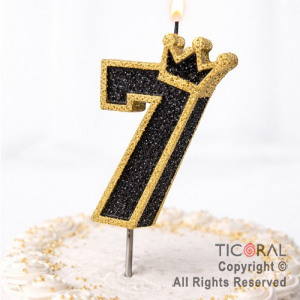 VELA NUMERO CORPOREO CON GIBRE ORO N.7 x 1